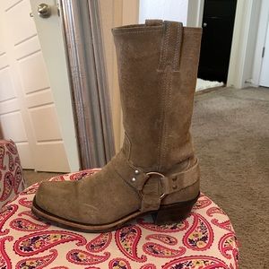 Frye Harness 12R, Taupe, Suede, Size 8